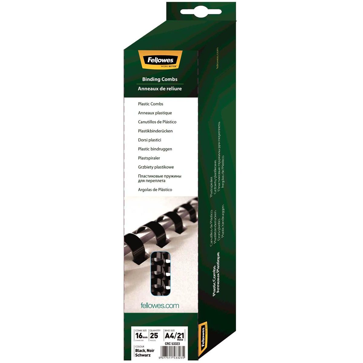 Fellowes -  bindruggen, pak van 25 stuks, 16 mm, zwart