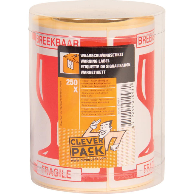 Cleverpack -   etiketten breekbaar, pak van 250 stuks