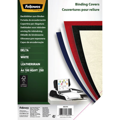 Fellowes - Page de garde a4 aspect cuir blanc
