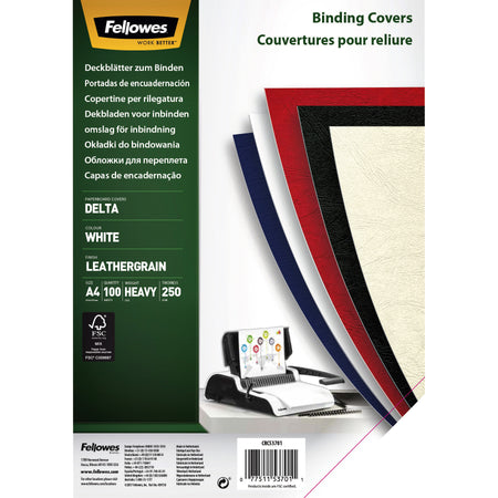 Fellowes - Page de garde a4 aspect cuir blanc