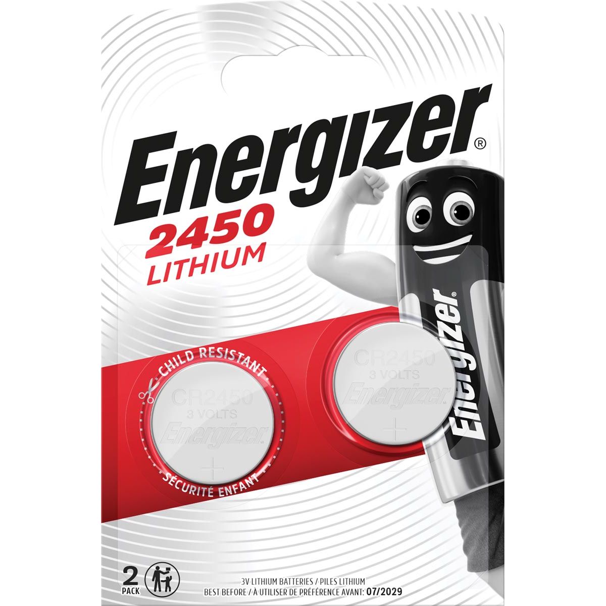 Energizer - pile bouton CR2450, blister de 2 pièces
