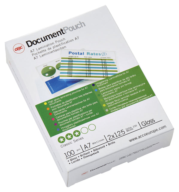 GBC -  Document Lamineerhoezen A7 2x125 micron Glanzend (100)
