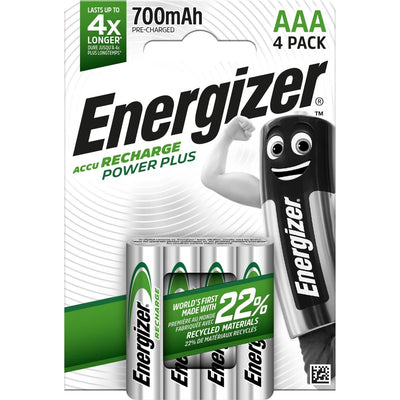 Energizer - Piles rechargeables Power Plus AAA, blister de 4 pièces