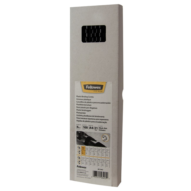 Fellowes - Binderücken 6mm 21 Ringe A4 schwarz