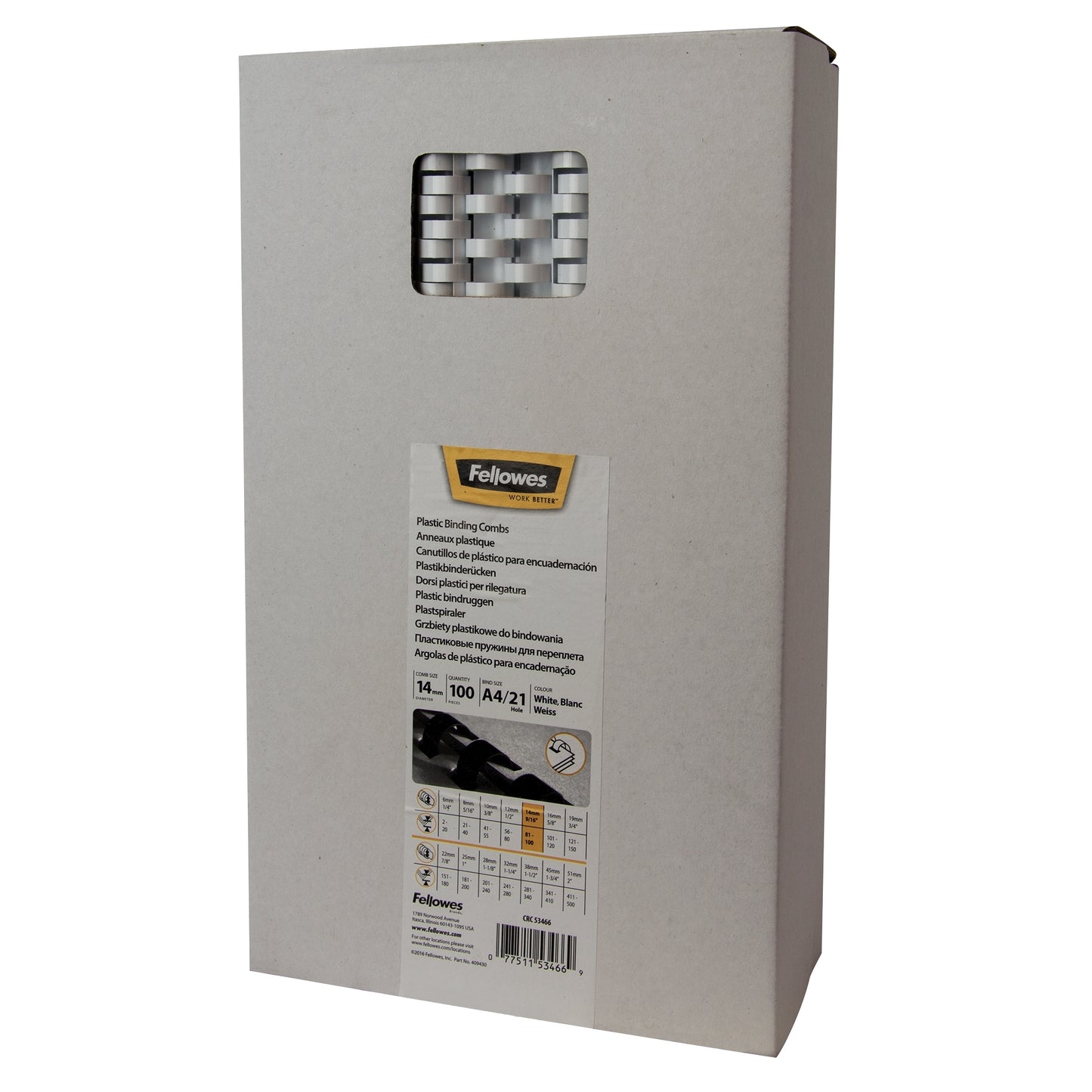 Fellowes -  Bindrug  14mm 21rings a4 wit