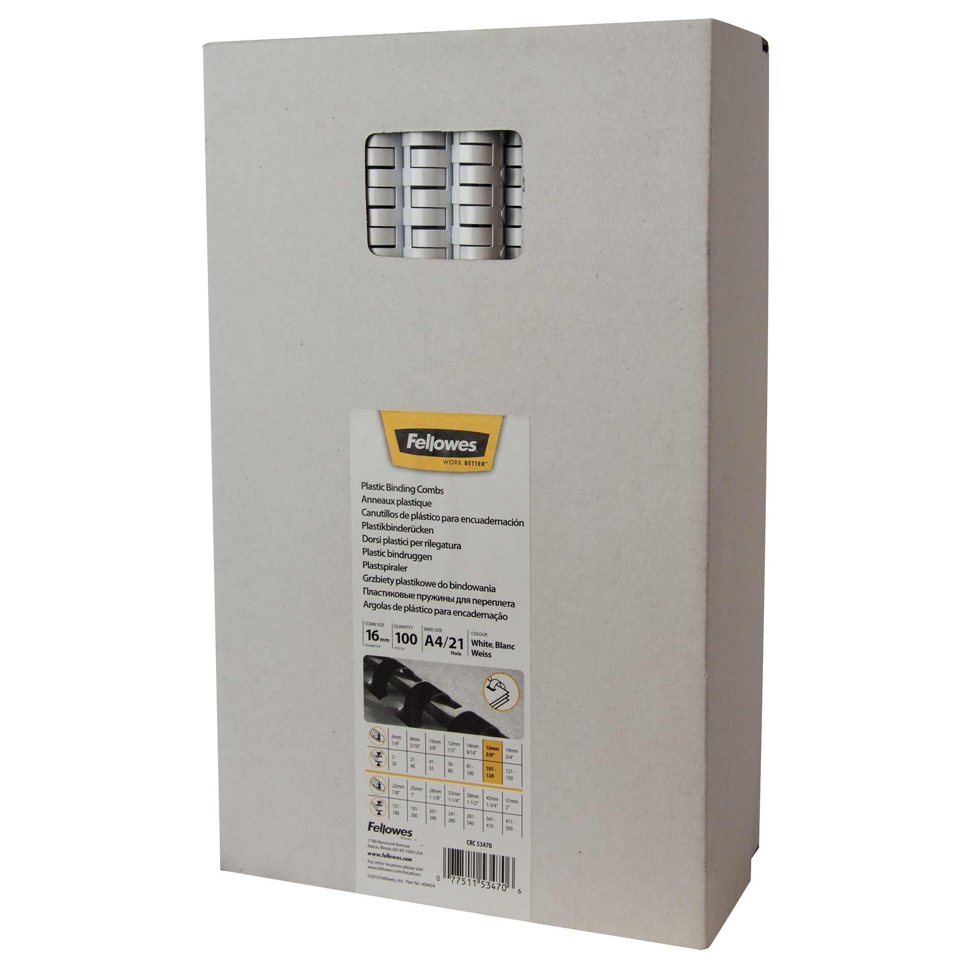 Fellowes -  Bindrug  16mm 21rings a4 wit