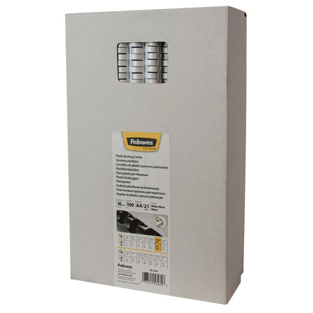 Fellowes - Reliure dos 16mm 21 anneaux a4 blanc