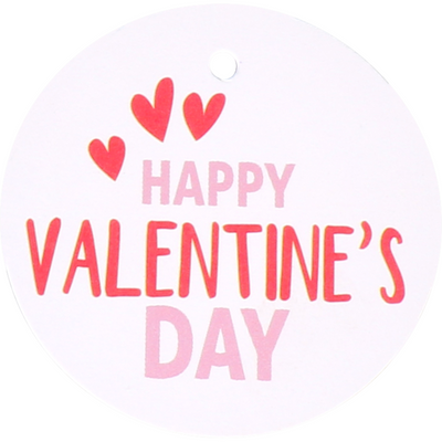 Klika -  Label | kraftpapier | Happy Valentine’s Day | Ø5cm | roze/rood | 50 stuks