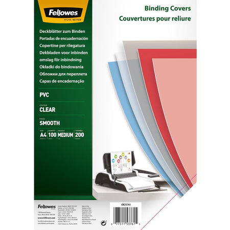 Fellowes - Page de couverture a4 PVC 200microns transparent
