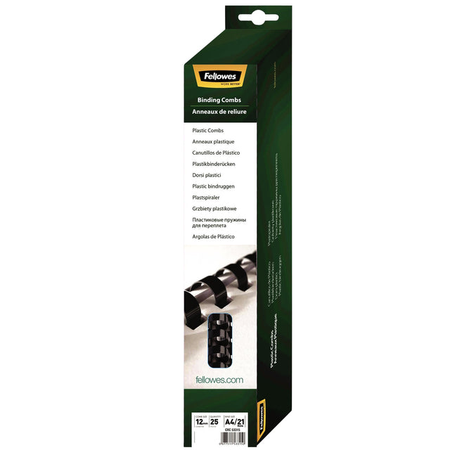 Fellowes - Binderücken 12mm 21 Ringe A4 schwarz