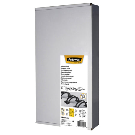 Fellowes - Dos métallique 34 anneaux 8mm a4 noir