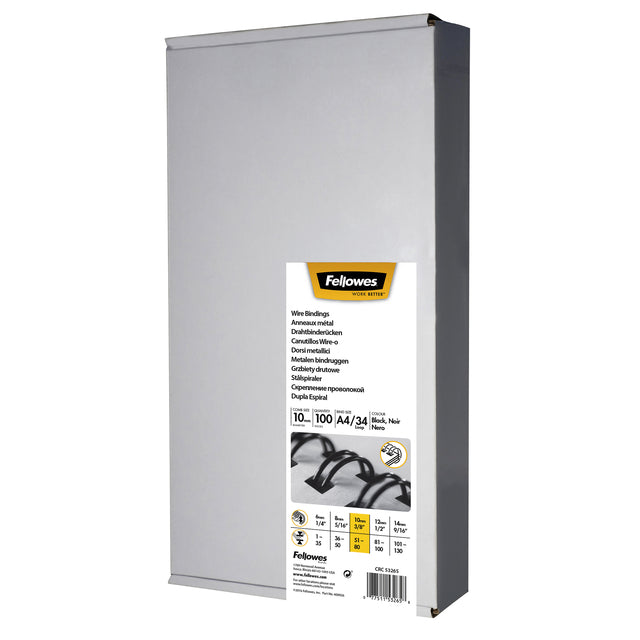 Fellowes -  Draadrug  10mm 34rings a4 zwart