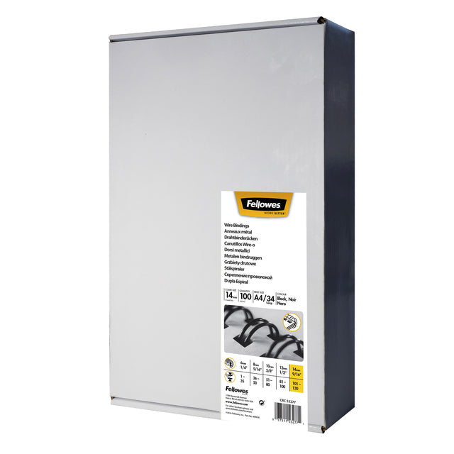 Fellowes -  Draadrug  14mm 34rings a4 zwart