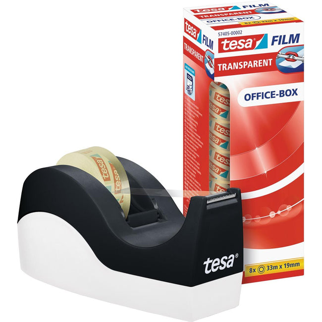 Tesa - Plandband Roller Orca, mit 8 Rollen Film transparent ft 33 x 19 mm, schwarz und weiß