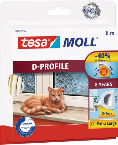 Tesa - Coupe-froid moll® profil D caoutchouc 6mx7mm blanc