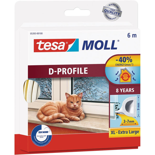 Tesa - Coupe-froid moll® profil D caoutchouc 6mx7mm blanc
