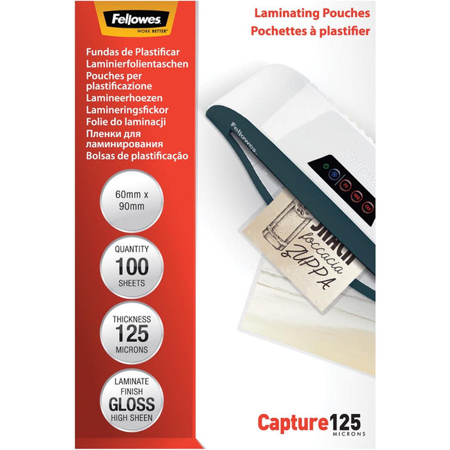 Fellowes - Laminierfolie Capture125 ft 60 x 90 mm, 250 Mikron (2 x 125 Mikron), 100er-Packung