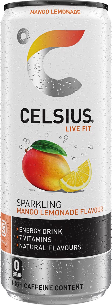 Celsius -   Mango Lemonade, blik van 25 cl, pak van 12 stuks