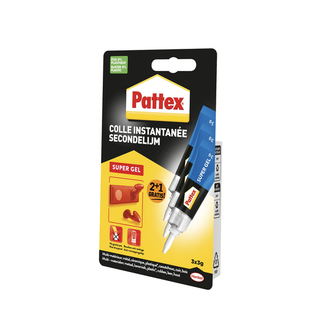 Pattex -  Secondelijm super gel 3 gram blister 2+1 gratis