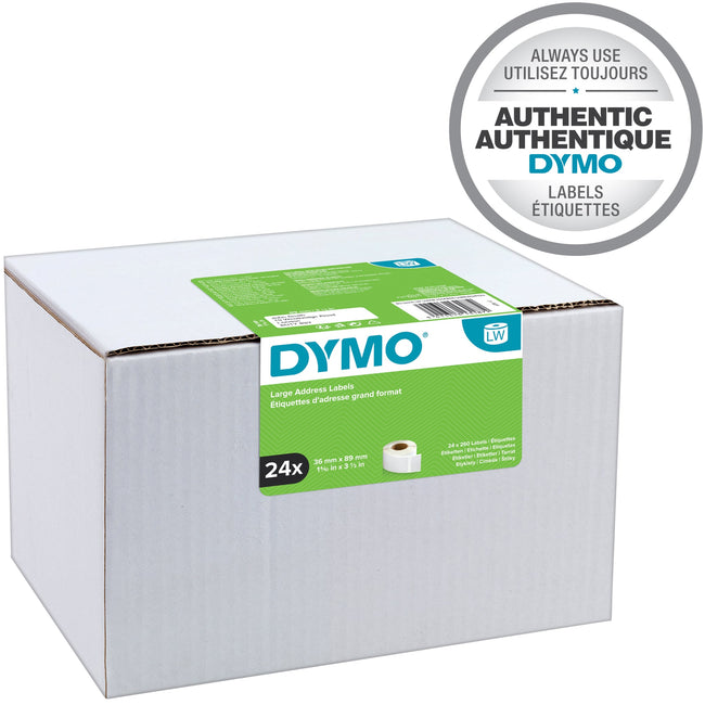 Dymo -  Etiket  labelwriter adressering 36x89 24st wit