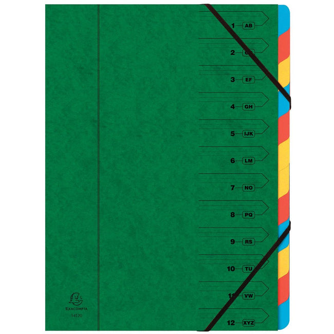 Exacompta - Dossier de tri 12 pièces, vert