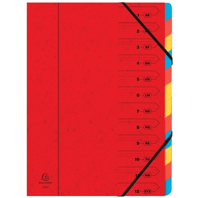 Exacompta - Dossier de tri 12 pièces, rouge