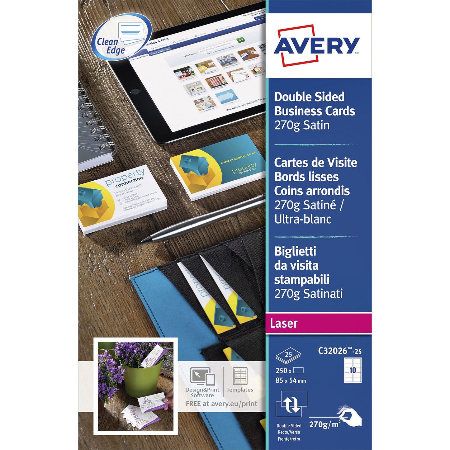 Avery -  Visitekaart  c32026-25 2-zijdig 250st