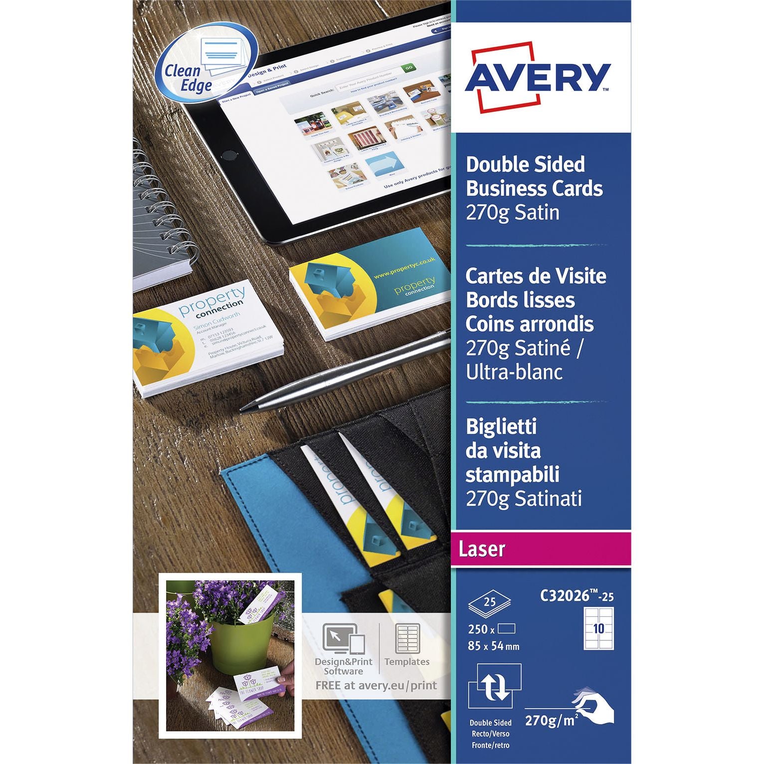 Avery -  Visitekaart  c32026-25 2-zijdig 250st