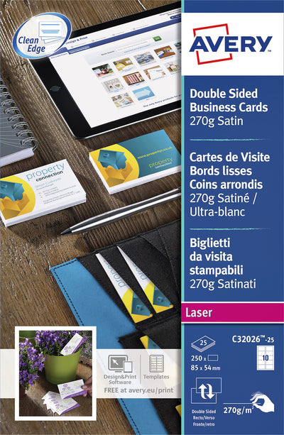 Avery -  Visitekaart  c32026-25 2-zijdig 250st