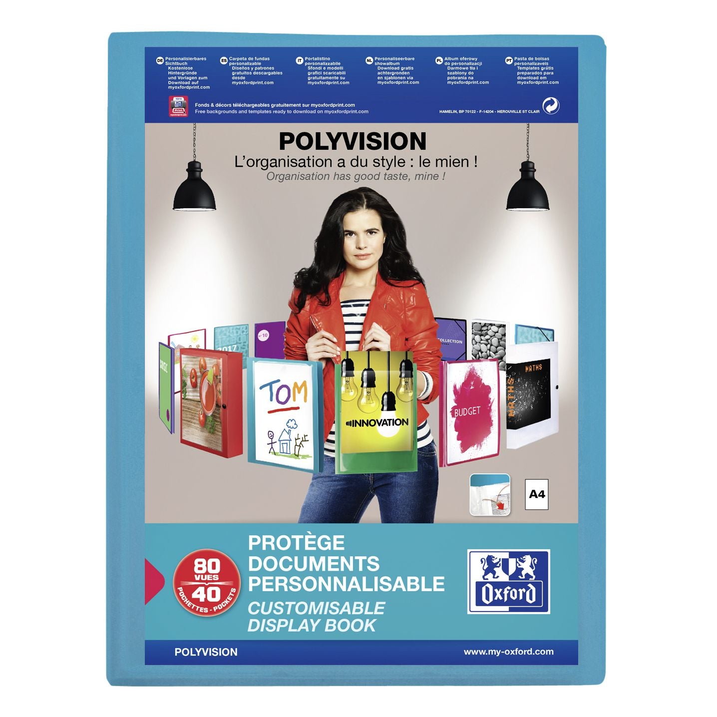 Oxford - lbum Polyvision A4 40-Taschen PP blau | 12 Stück