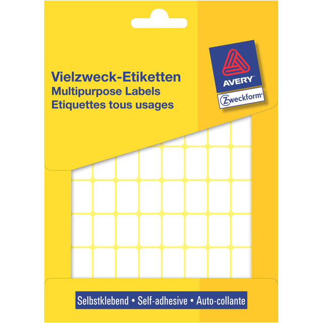 Avery Zweckform - Zweckform 3312 Mini -Beschriftungen ft 18 x 12 mm (B x H), 1.800 Etiketten, weiß