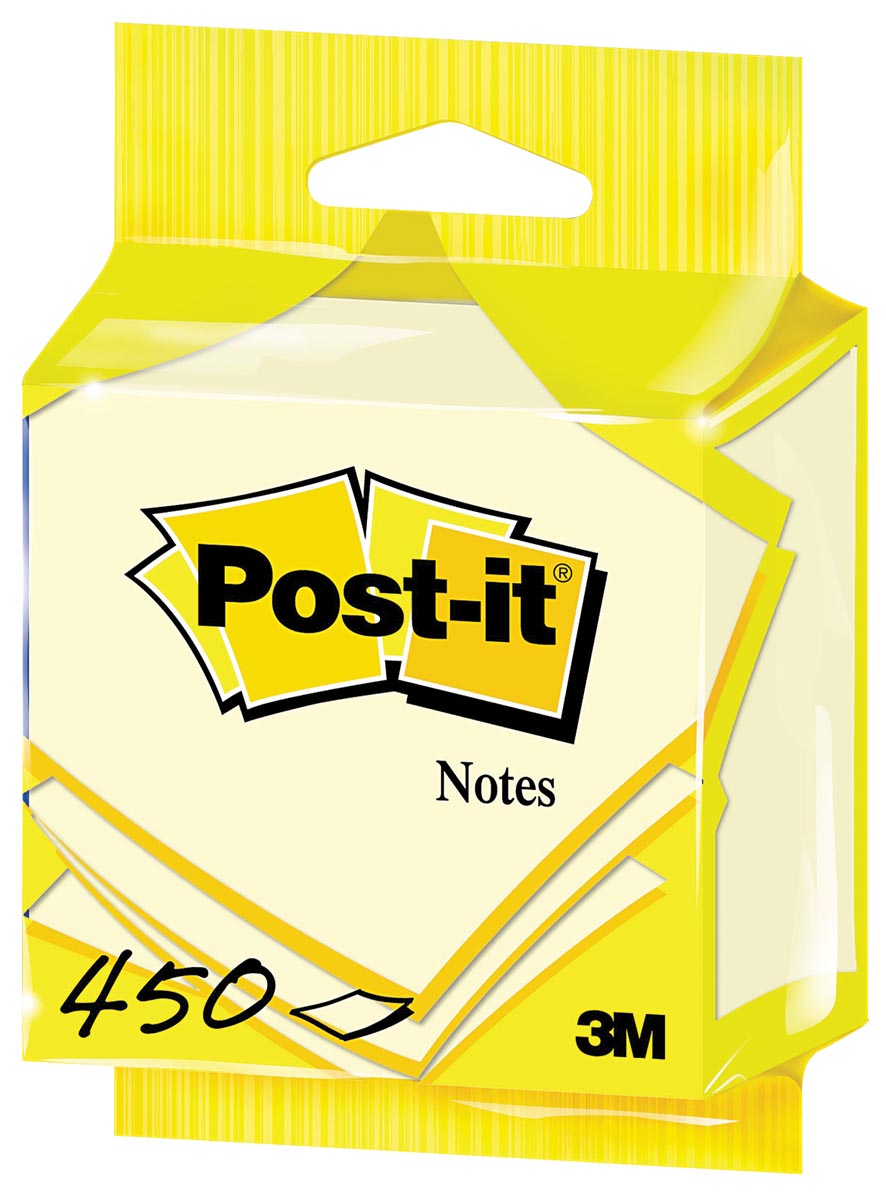 Post-it -  Notes, 450 vel, ft 76 x 76 mm, geel, op blister