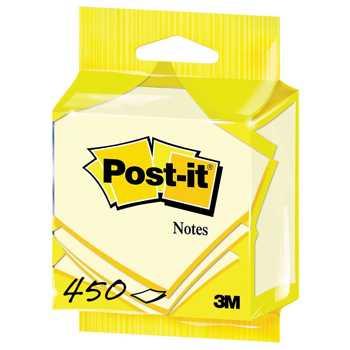 Post-it - Notes, 450 feuilles, pi 76 x 76 mm, jaune, sous blister