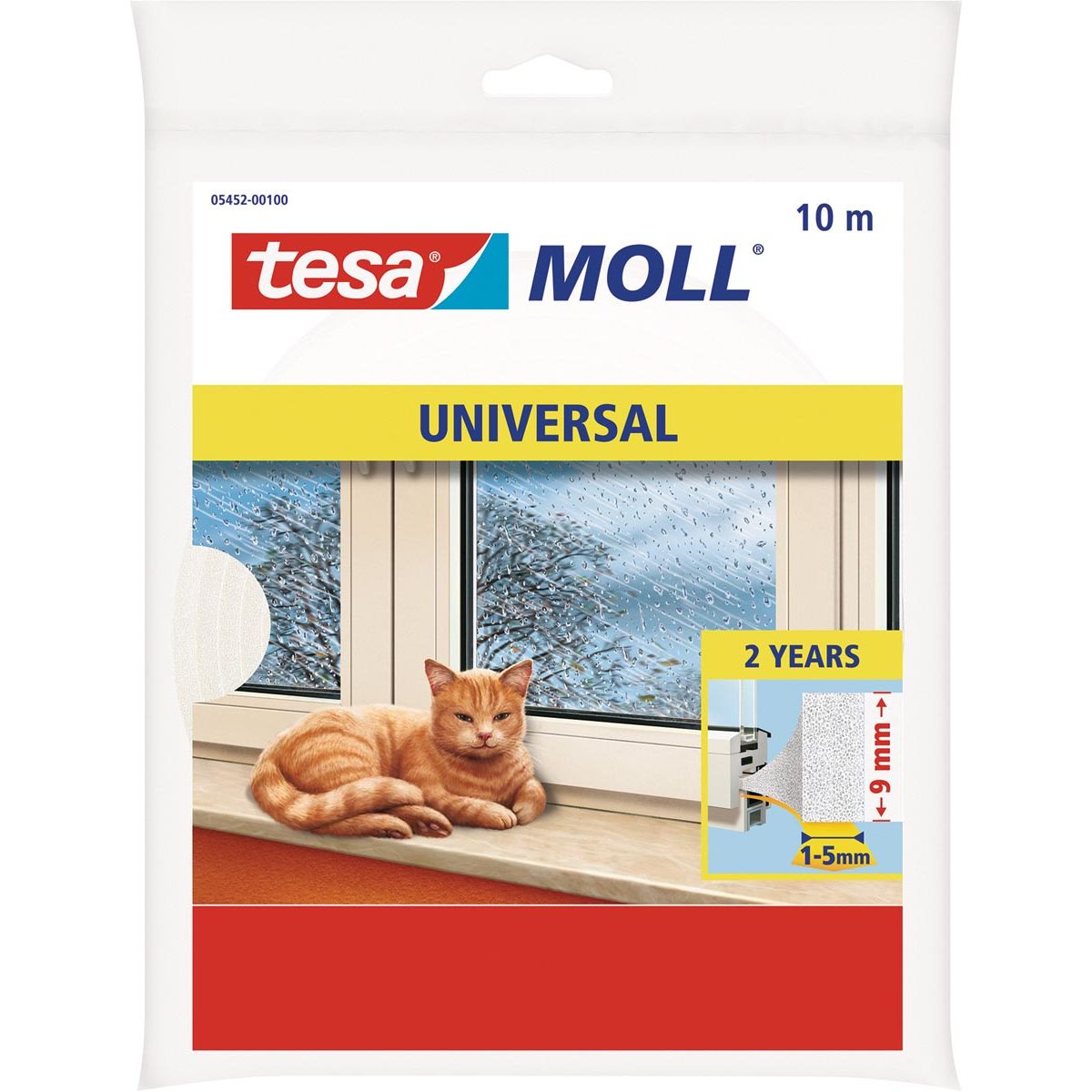 Tesa - Moll Universal tochtstrip, 10 m x 9 mm, wit