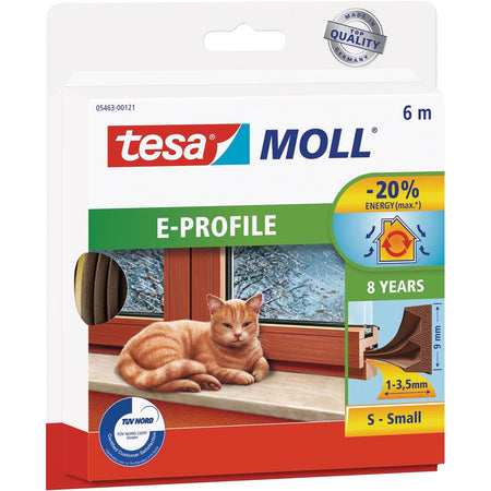 Tesa - Coupe-froid moll® E-profil caoutchouc autocollant 6mx9mm marron