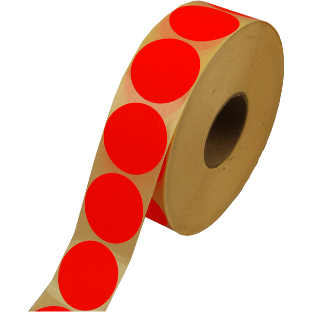 Klika -  Etiket | Reclame-etiket | papier | permanent | ∅35mm | fluor/rood | rol à 2000 stuks