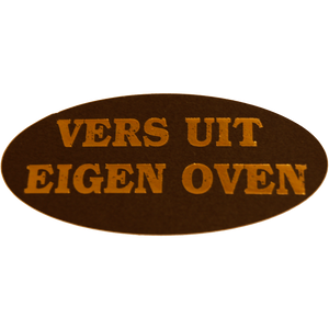 Klika -  Etiket | Reclame-etiket | papier | Vers uit eigen oven | permanent | 60x30mm | zwart/goud | rol à 500 stuks