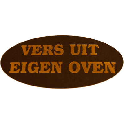 Klika -  Etiket | Reclame-etiket | papier | Vers uit eigen oven | permanent | 60x30mm | zwart/goud | rol à 500 stuks