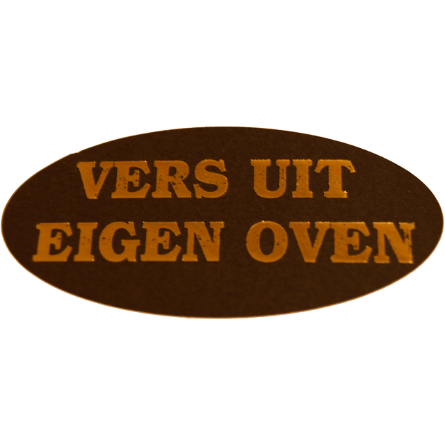 Klika -  Etiket | Reclame-etiket | papier | Vers uit eigen oven | permanent | 60x30mm | zwart/goud | rol à 500 stuks