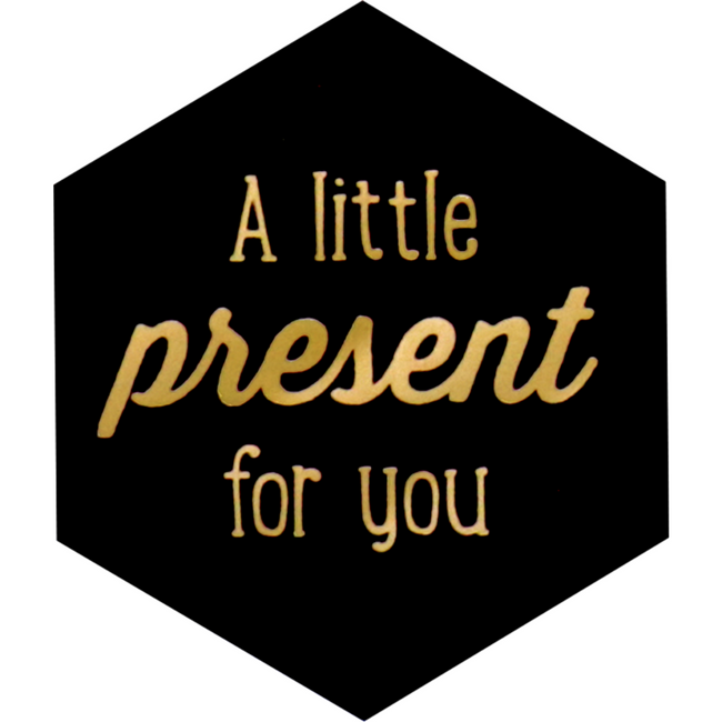 Klika -  Etiket | papier | Little present for you | 50x43mm | zwart/goud | rol à 500 stuks