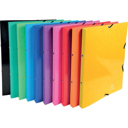 Exacompta - Classeur à anneaux Iderama, pour ft A4, 2 anneaux de 15 mm, avec fermeture élastique, coloris assortis