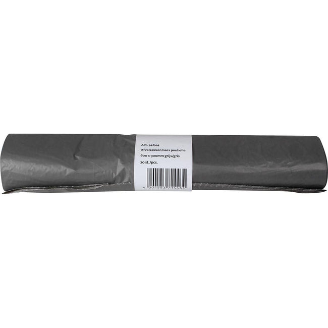 Klika - Sac poubelle 25 microns, pi 60 x 90 cm, 70 litres, gris, rouleau de 20 pièces
