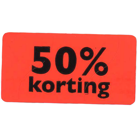 Klika -  Etiket | Reclame-etiket | papier | 50% korting | permanent | 47x25mm | fluor/rood | rol à 1000 stuks