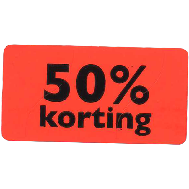 Klika - Etiket | Reclame-etiket | papier | 50% korting | permanent | 47x25mm | fluor/rood | rol à 1000 stuks