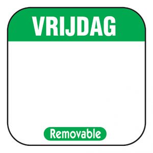 Daglabel beschrijfbaar afm. 25x25mm 1000 stuks etiket VRIJDAG