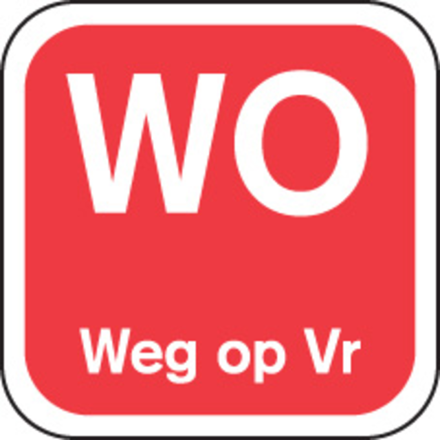 Klika -  Label | WO weg op | papier | afwasbaar | 19x19mm | rood | rol à 1000 stuks
