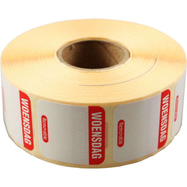 Klika - Label | Daglabel wo | papier | beschrijfbaar | 25x25mm | rood | rol à 1000 stuks