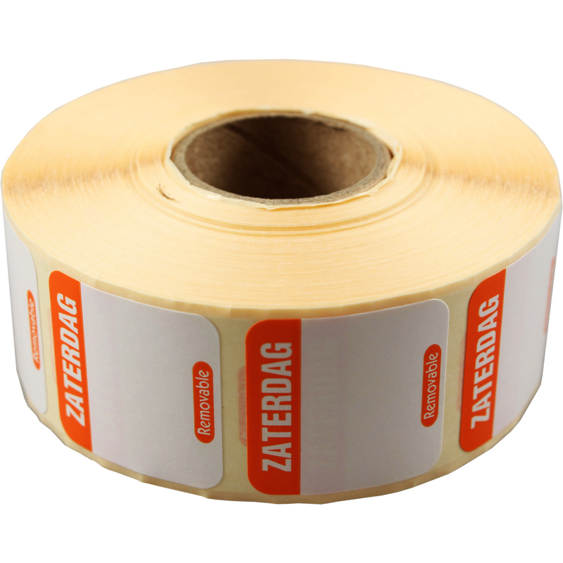 Klika - Étiquette | Etiquette du jour samedi | papier | inscriptible | 25x25mm | orange | rouleau de 1000 pièces