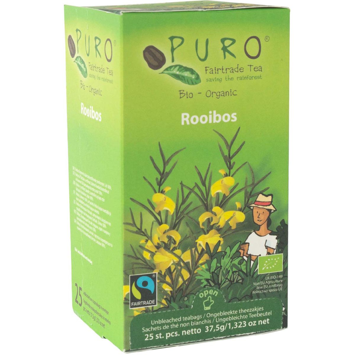 Puro - Thé bio, rooibos, commerce équitable, paquet de 25 sachets