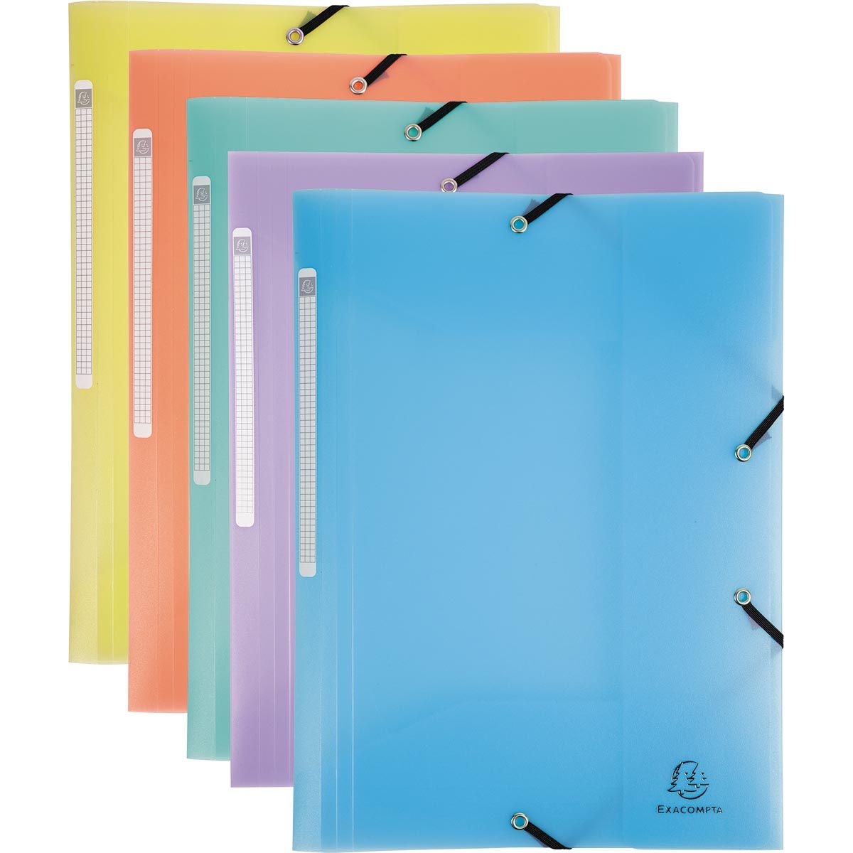 Exacompta - Chromaline Elasto-Ordner mit 3 Klappen, mit Rückenschild, verschiedene Pastellfarben
